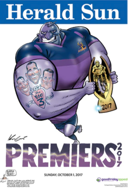 2017 NRL Melbourne Storm Mark Knight Limited Edition Premiership Poster