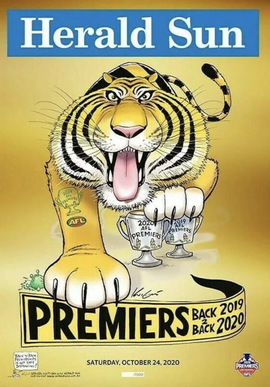 2020 Richmond Tigers Gold Foil Mark Knight Premiership Poster