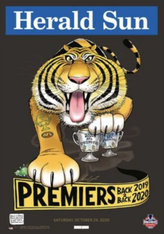 2020 Richmond Tigers Premium Edition Mark Knight Premiership Poster