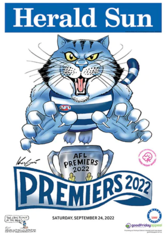 2022 Geelong Cats Mark Knight Limited Edition Premiership Poster